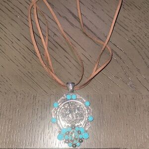 Silver and Turquoise Pendant Necklace